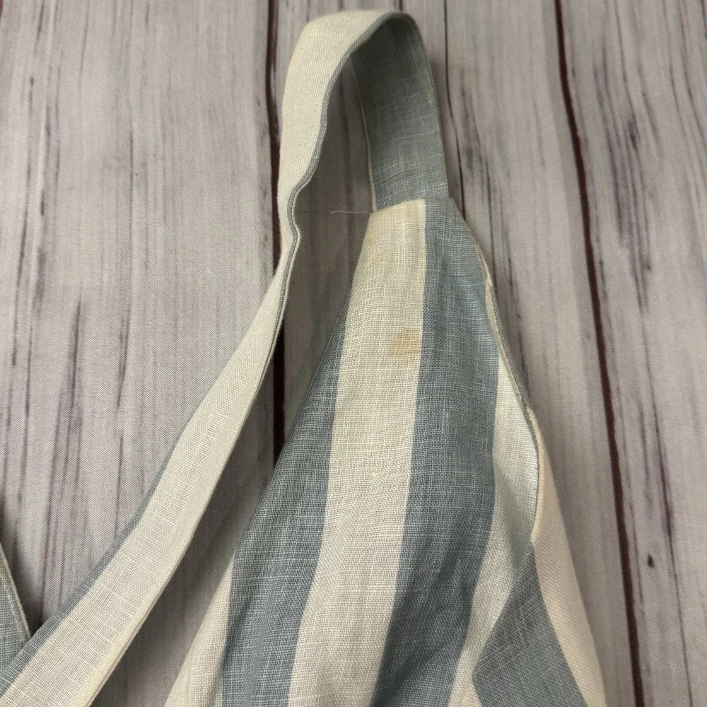Reformation Striped Blue and Cream Linen-Blend Jumpsuit